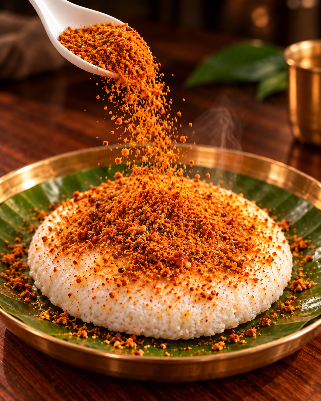 Idli topped with Ooru's in-house podi masala